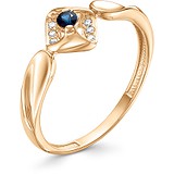 Женское золотое кольцо с бриллиантами и сапфиром, 1606364