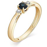 Женское золотое кольцо с бриллиантами и сапфиром, 1633500