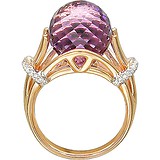 Женское золотое кольцо с аметистом и бриллиантами, 1636316