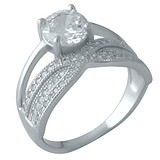 Серебряное обручальное кольцо с куб. циркониями, 1661660