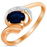 Женское золотое кольцо с бриллиантами и сапфиром, 1711836