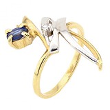 Женское золотое кольцо с сапфиром и бриллиантом, 1728732