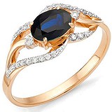 Женское золотое кольцо с бриллиантами и сапфиром, 1554909