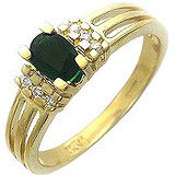 Женское золотое кольцо с бриллиантами и изумрудом, 1604573