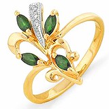 Женское золотое кольцо с бриллиантами и изумрудами, 1611229