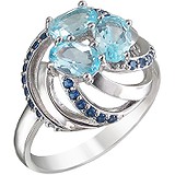 Женское серебряное кольцо с кристаллами Swarovski и топазами, 1616861