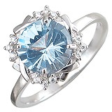 Женское серебряное кольцо с куб. циркониями и топазом, 1619933