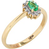 Женское золотое кольцо с изумрудом и бриллиантами, 1672925