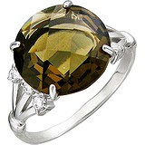 Женское серебряное кольцо с куб. циркониями и раухтопазом, 1674717