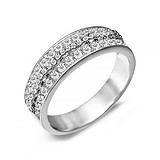 Серебряное обручальное кольцо с куб. циркониями, 143582