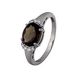 Женское серебряное кольцо с куб. циркониями и раухтопазом, 1524702