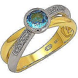 Женское золотое кольцо с топазом и бриллиантами, 1542622