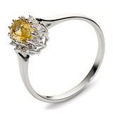 Женское золотое кольцо с цитрином и бриллиантами, 1553374