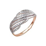 Женское серебряное кольцо с куб. циркониями в позолоте, 1611742