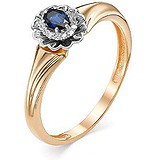 Женское золотое кольцо с бриллиантами и сапфиром, 1615326