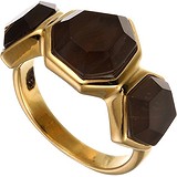 Женское серебряное кольцо с раухтопазами в позолоте, 1645278