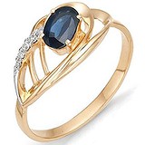 Женское золотое кольцо с бриллиантами и сапфиром, 1554911