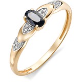 Женское золотое кольцо с бриллиантами и сапфиром, 1602783