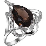 Женское серебряное кольцо с куб. циркониями и раухтопазом, 1610975