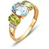 Женское золотое кольцо с топазом, хризолитами и куб. циркониями - фото 1