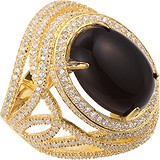 Женское серебряное кольцо с куб. циркониями в позолоте, 1645279