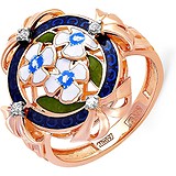 Kabarovsky Женское золотое кольцо с бриллиантами и эмалью, 1648607