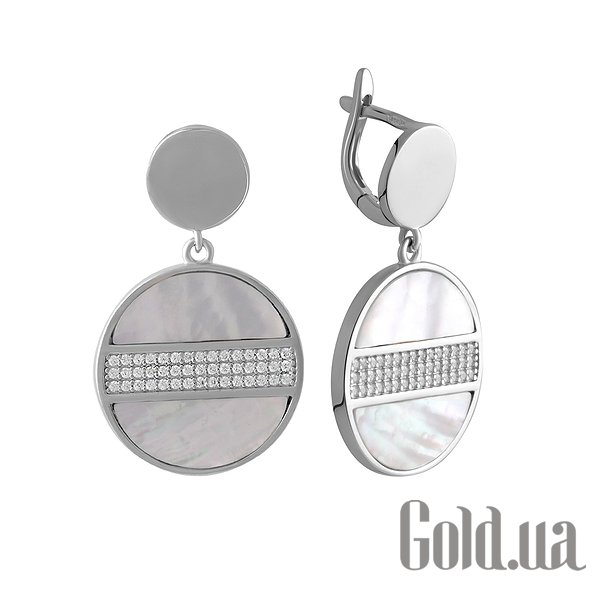 

Серьги с подвесками Fresh Jewelry, Серебряные серьги с куб. циркониями и перламутром