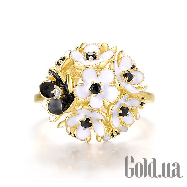 Каблучка Lurie Jewelry Жіноча срібна каблучка з куб. цирконієм, шпінеллю та емаллю в позолоті, 16