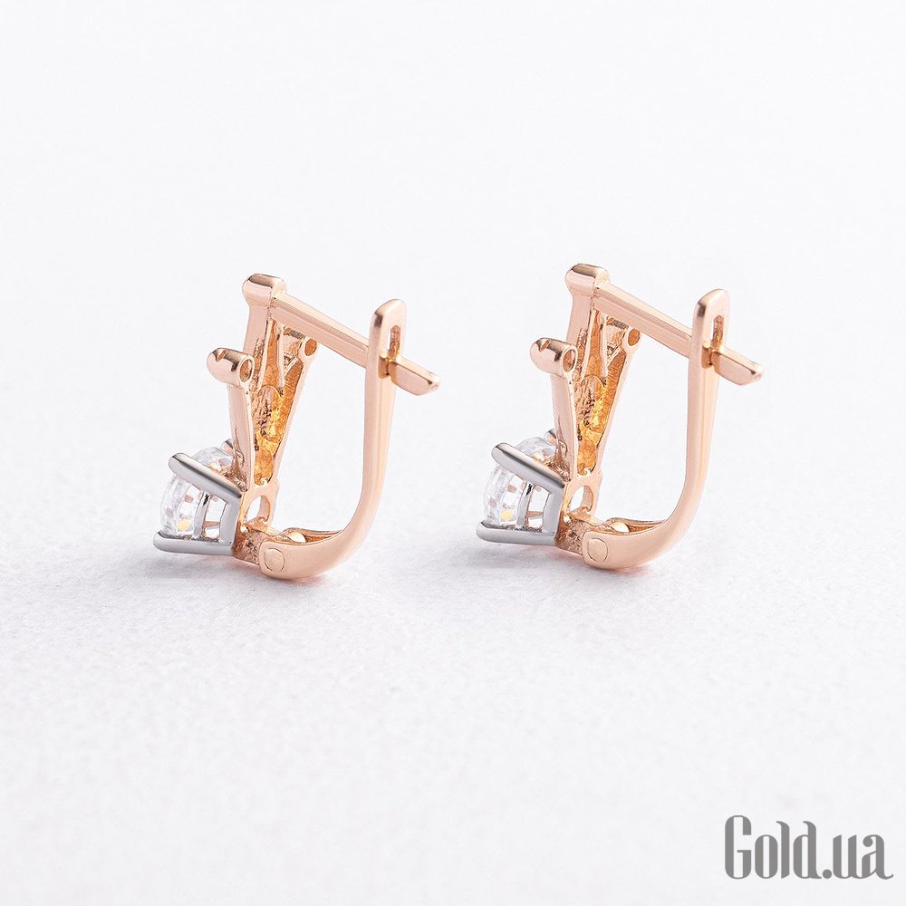 Золотые серьги с куб. циркониями onxс07604 – изображение 2
