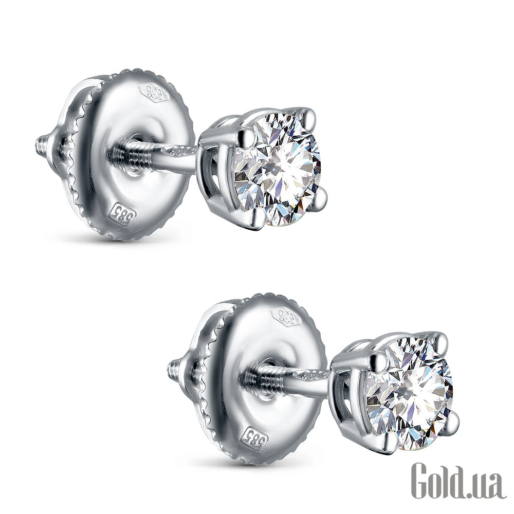 Серьги-пусеты из белого золота с 2 бриллиантами 0,6 карата Soul Diamonds BUH-6124/30 – изображение 2