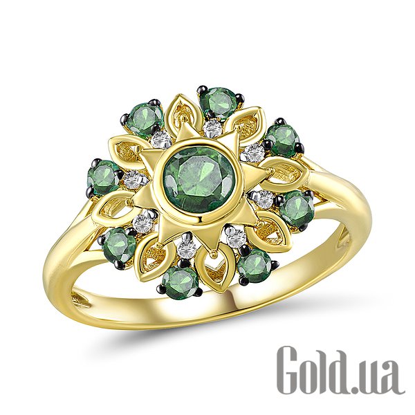 

Кольцо Lurie Jewelry, Золотое кольцо с бриллиантами и изумрудами, 16.5