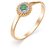 Женское золотое кольцо с бриллиантами и изумрудом, 1603296