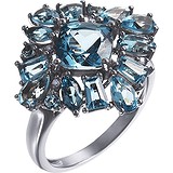 Женское золотое кольцо с бриллиантами и топазами, 1625056