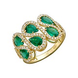 Женское золотое кольцо с изумрудами и бриллиантами, 1625312