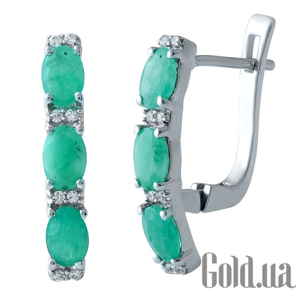 

Серьги Fresh Jewelry, Серебряные серьги с изумрудами и куб. циркониями