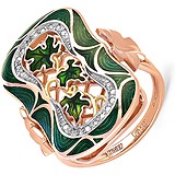 Kabarovsky Женское золотое кольцо с бриллиантами и эмалью, 1648608
