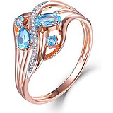 Женское золотое кольцо с бриллиантами и топазами, 1700832