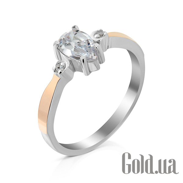 

Кольцо Украина, Серебряное кольцо с куб. циркониями и вставками из золота, 17.5