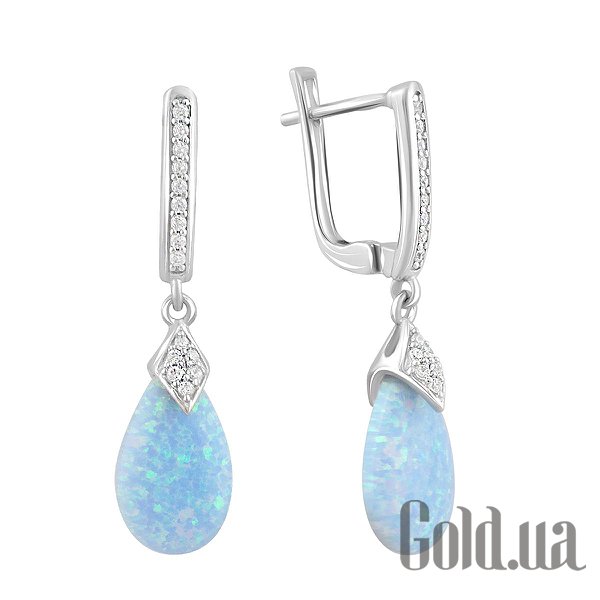 

Серьги с подвесками Fresh Jewelry, Серебряные серьги с куб. циркониями и опалами