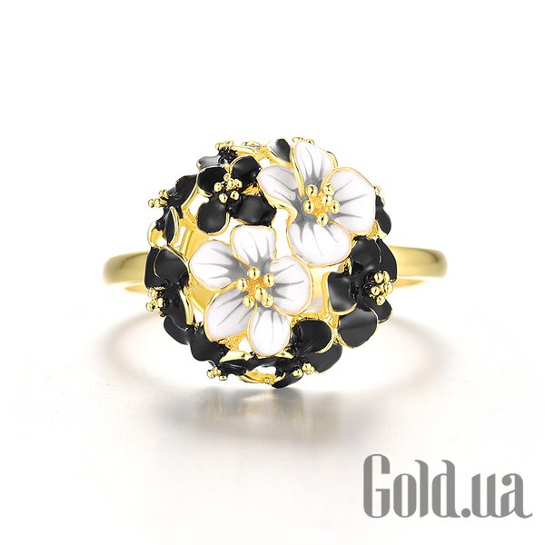 Каблучка Lurie Jewelry Жіноча срібна каблучка з емаллю в позолоті, 17