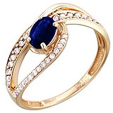 Женское золотое кольцо с бриллиантами и сапфиром, 1605089