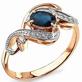 Женское золотое кольцо с бриллиантами и сапфиром, 1612257