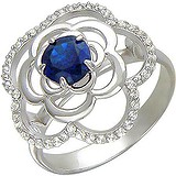 Женское серебряное кольцо с куб. циркониями и синт. шпинелью, 1616609