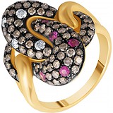 Женское золотое кольцо с бриллиантами и сапфирами, 1687265