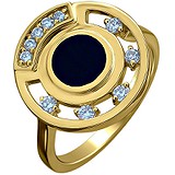 Женское золотое кольцо с ониксом и бриллиантами, 1701345