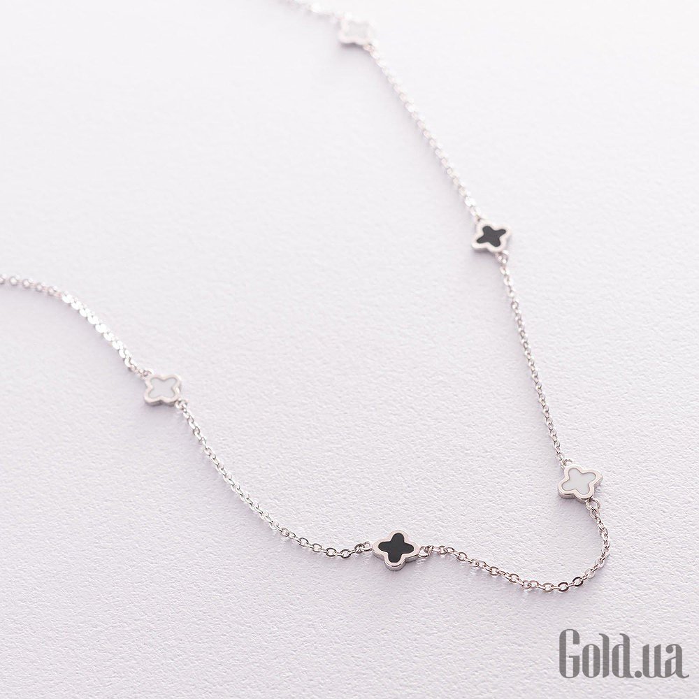 Серебряное колье с эмалью onx181119