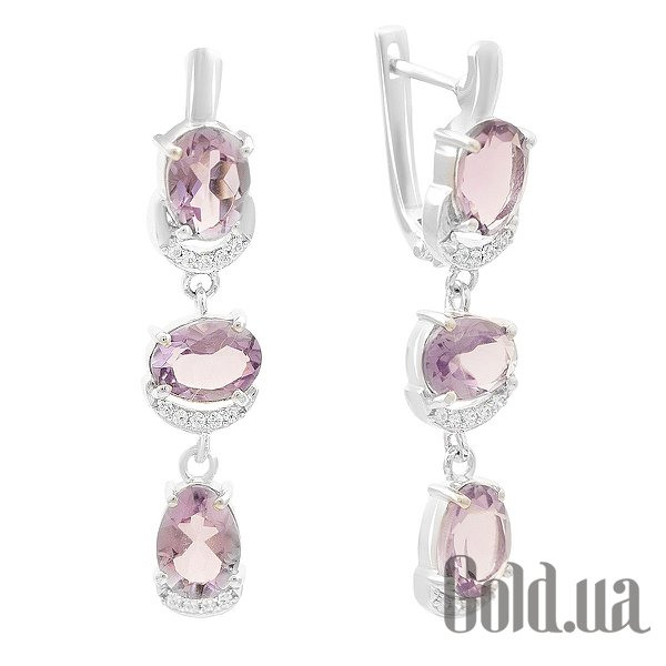 

Серьги с подвесками Fresh Jewelry, Серебряные серьги с куб. циркониями и аметистами