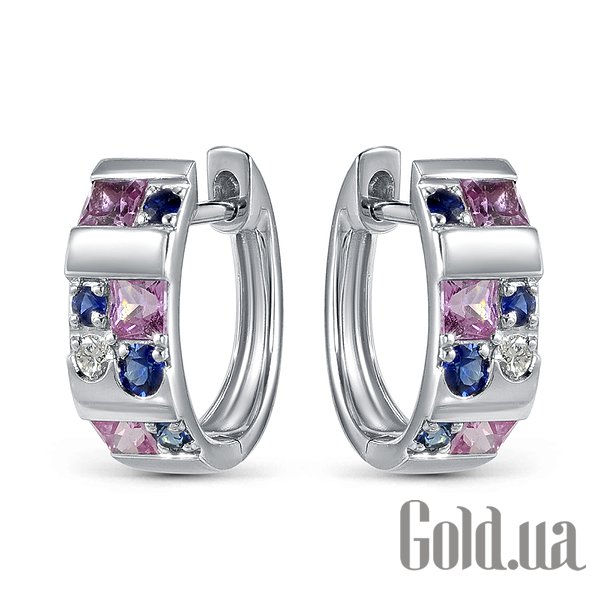 

Серьги-кольца Lurie Jewelry, Золотые серьги с сапфирами и бриллиантами