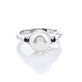 Женское серебряное кольцо с культив. жемчугом и сапфирами, 1631970