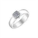 Серебряное кольцо с куб. циркониями и керамикой, 1640674